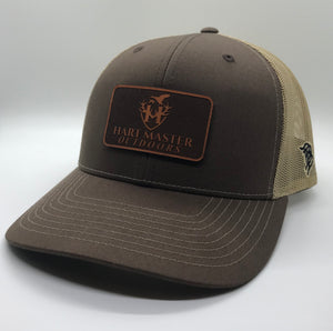 Brown & Khaki Leather Patch Hat